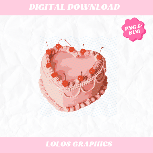 Realistic Hand Drawn Aesthetic Cake, Heart Cake Aesthetic PNG
