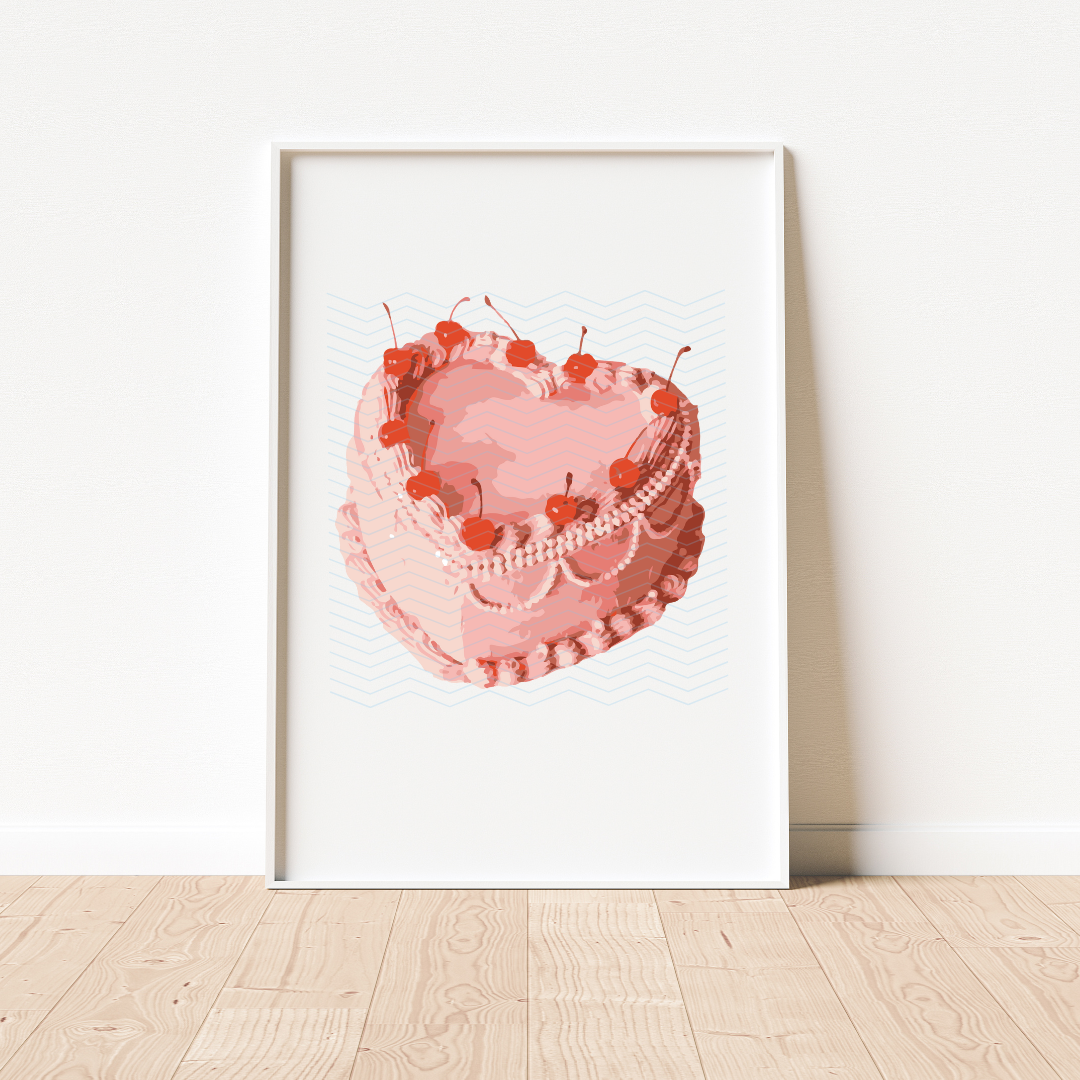 Realistic Hand Drawn Aesthetic Cake, Heart Cake Aesthetic PNG