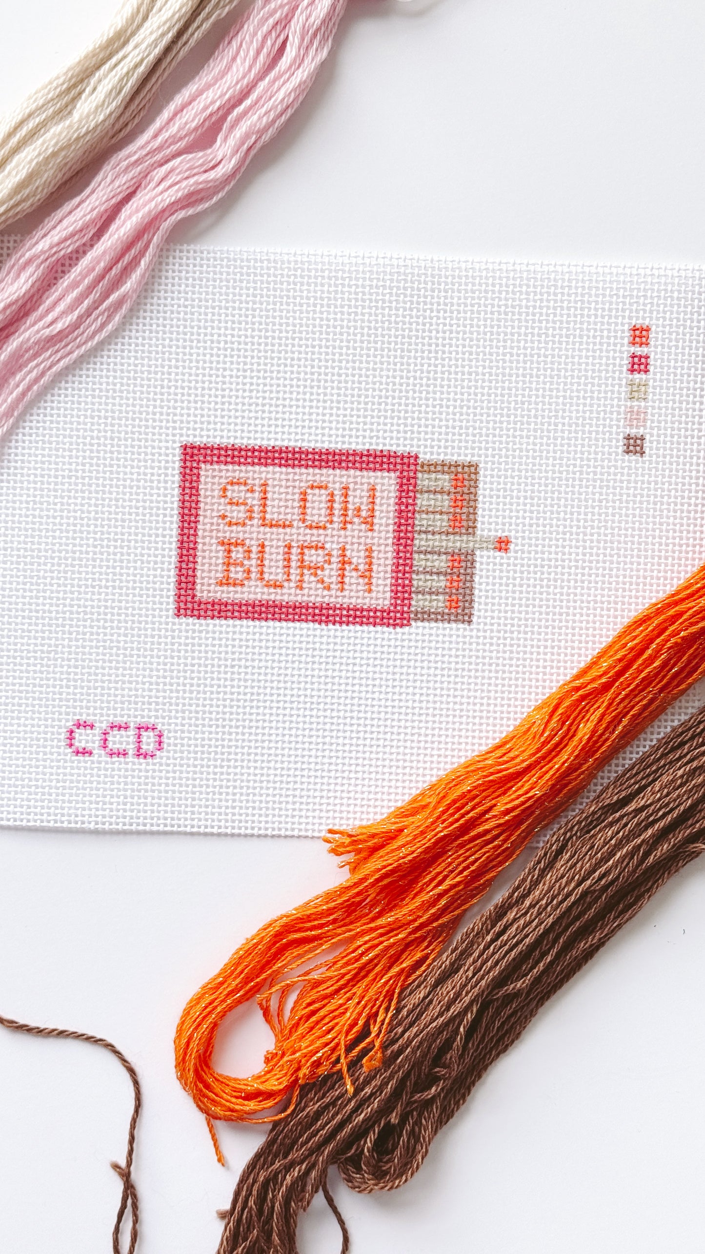 Hand Painted Slow Burn Matches 4” Needlepoint Canvas 13 Mesh Matches Needlepoint Canvas Valentines Day