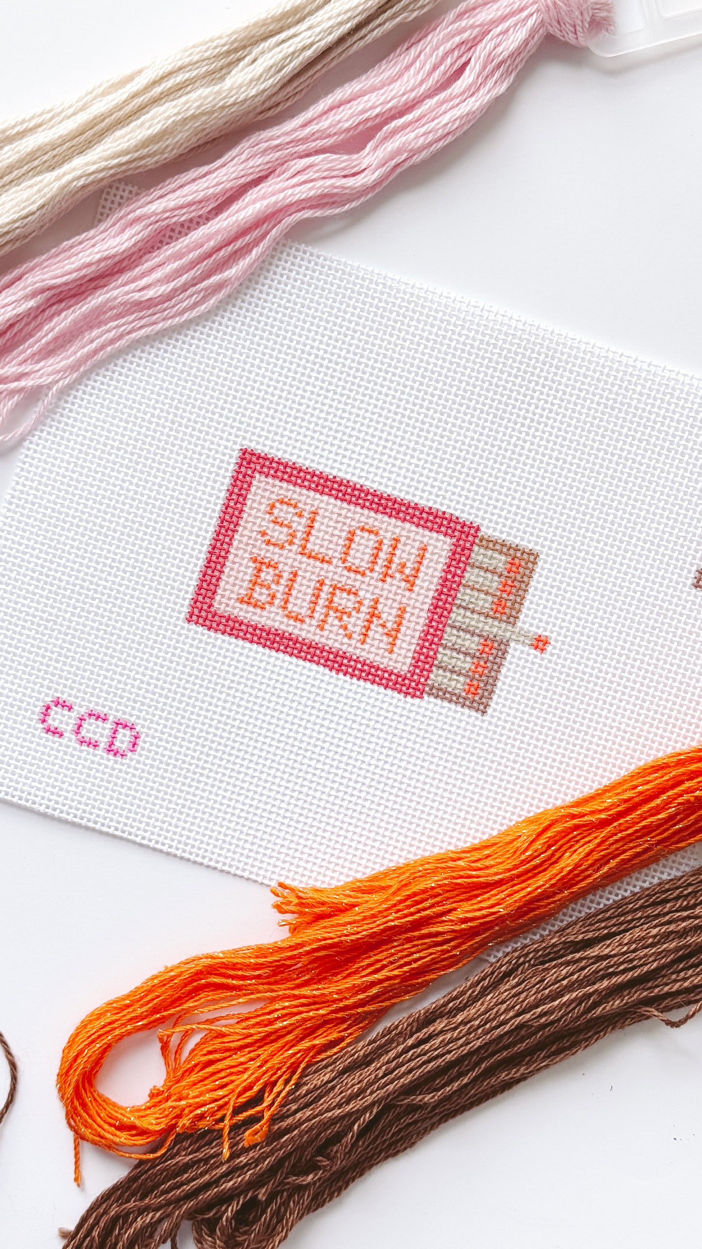 Hand Painted Slow Burn Matches 4” Needlepoint Canvas 13 Mesh Matches Needlepoint Canvas Valentines Day