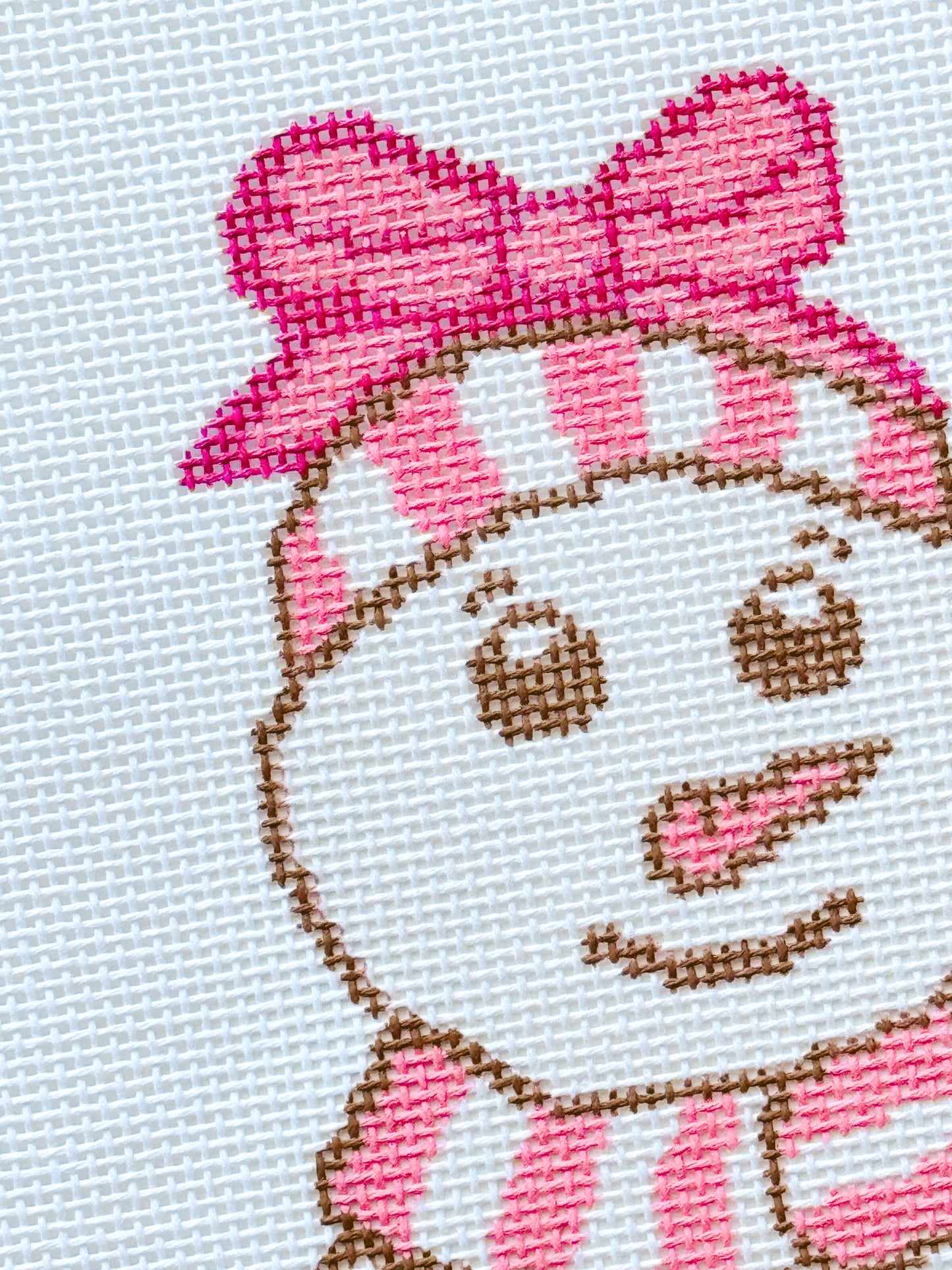 Pink Snowman Needlepoint Canvas 18 Mesh 4”x7” Design, Modern Winter Snowman Needlepoint