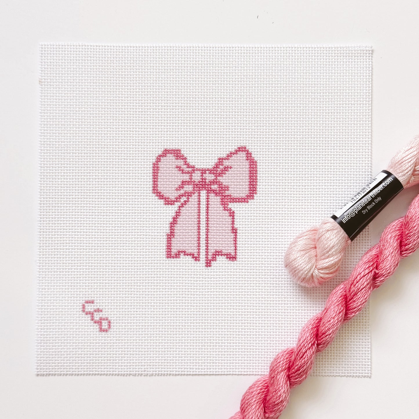 Hand-Painted Coquette Bow Needlepoint Canvas | 2.5” Canvas | 18 Mesh Elegant Coquette Design