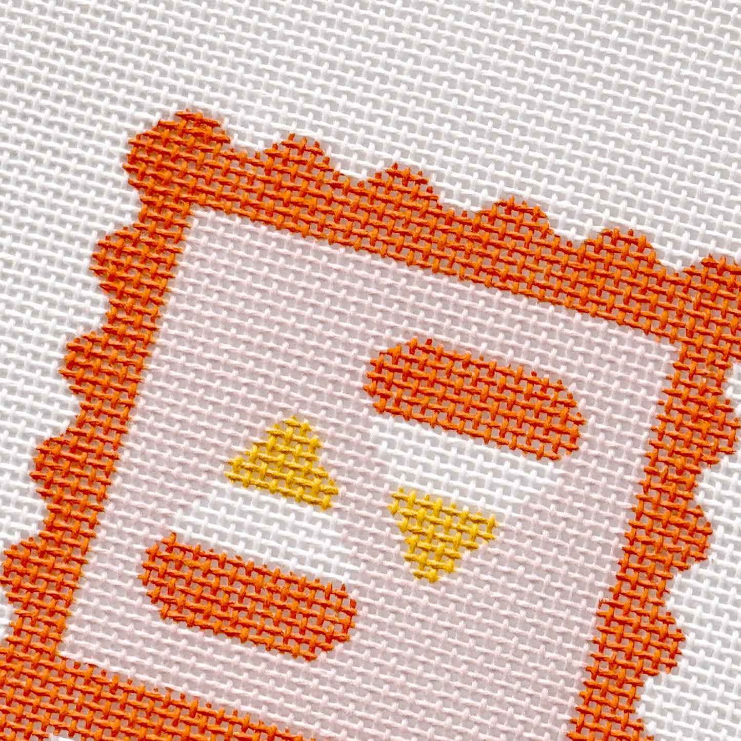 Candy Corn Stamp Needlepoint Canvas – 18 Mesh Zweigart Mono Deluxe, 2.7" Hand Painted Fall Halloween Mini