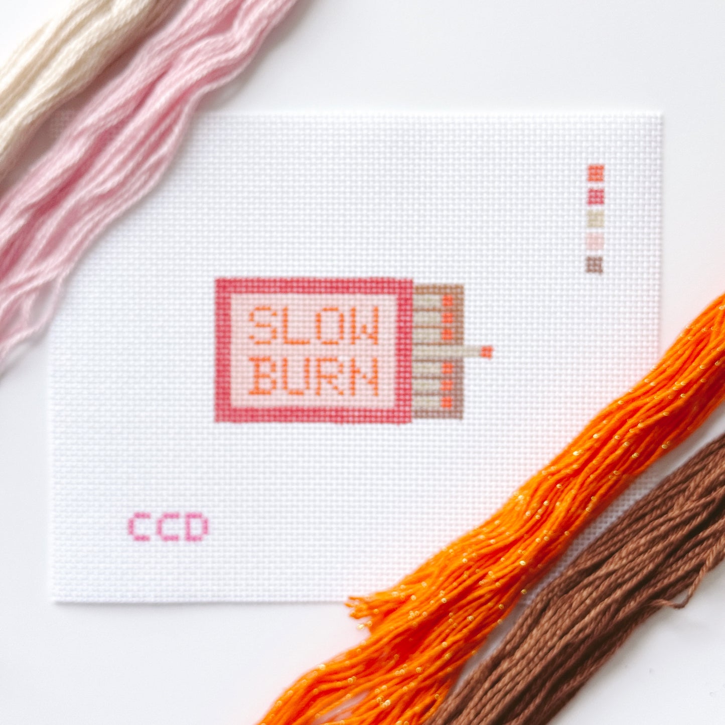 Hand Painted Slow Burn Matches 4” Needlepoint Canvas 13 Mesh Matches Needlepoint Canvas Valentines Day