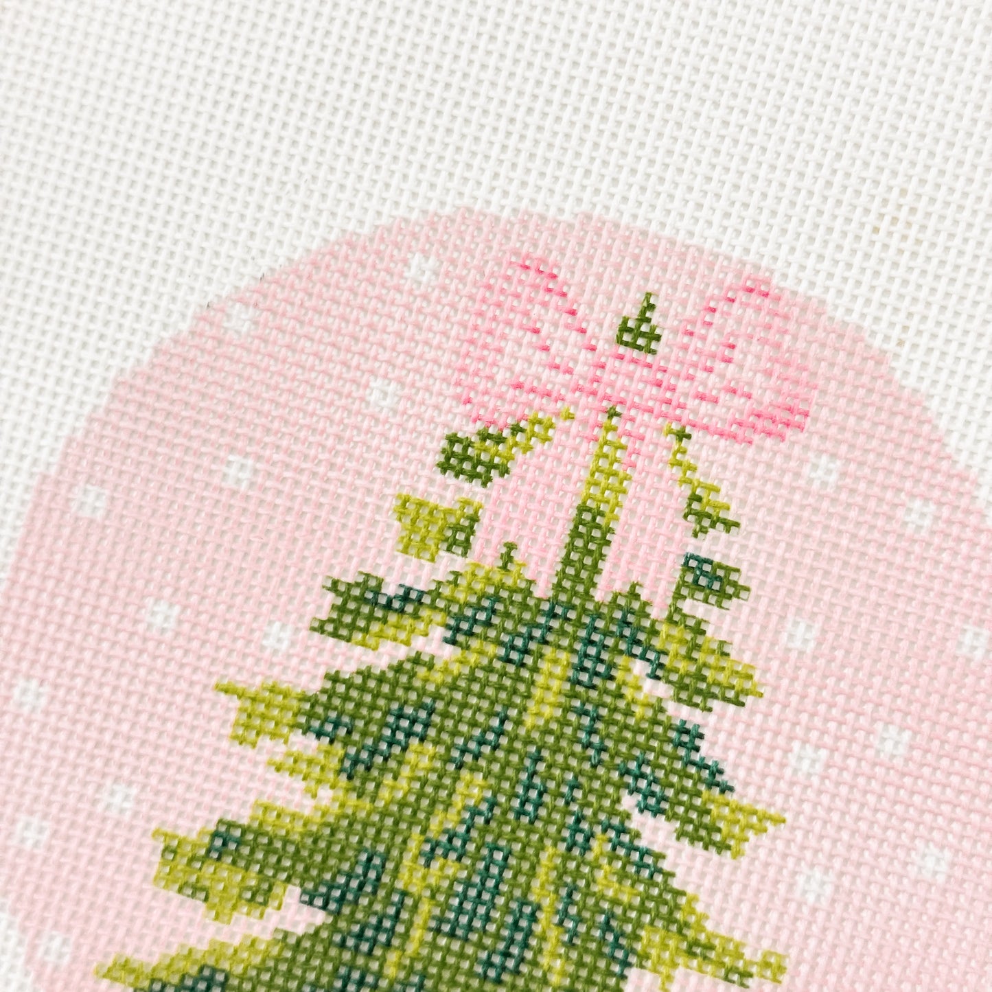Hand-Painted Bow Christmas Tree Needlepoint Ornament Canvas | 4” Ornament | 18 Mesh Festive Holiday Design