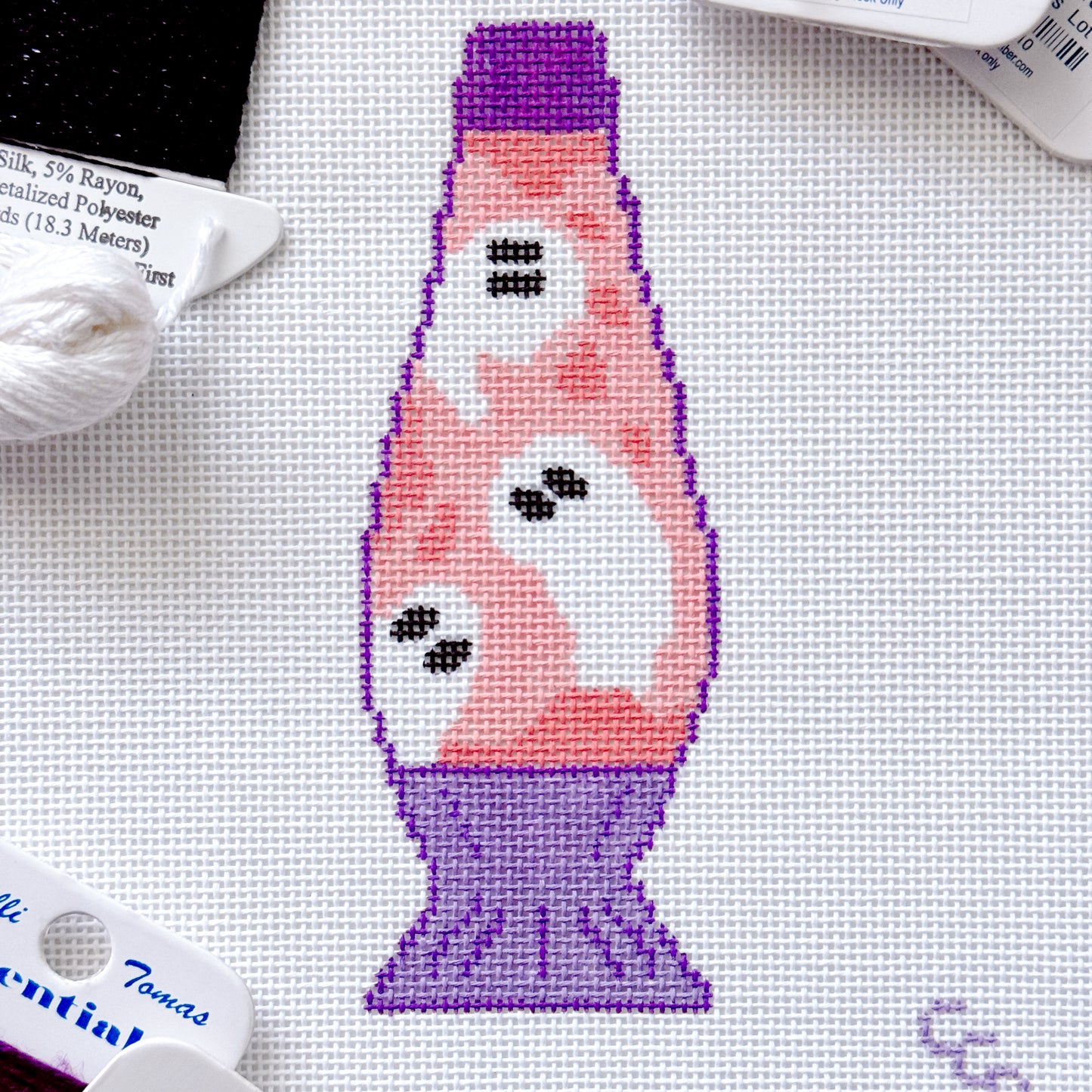 Halloween Needlepoint Canvas 18 Mesh 5” Design, Ghost Lava Lamp Needlepoint Canvas