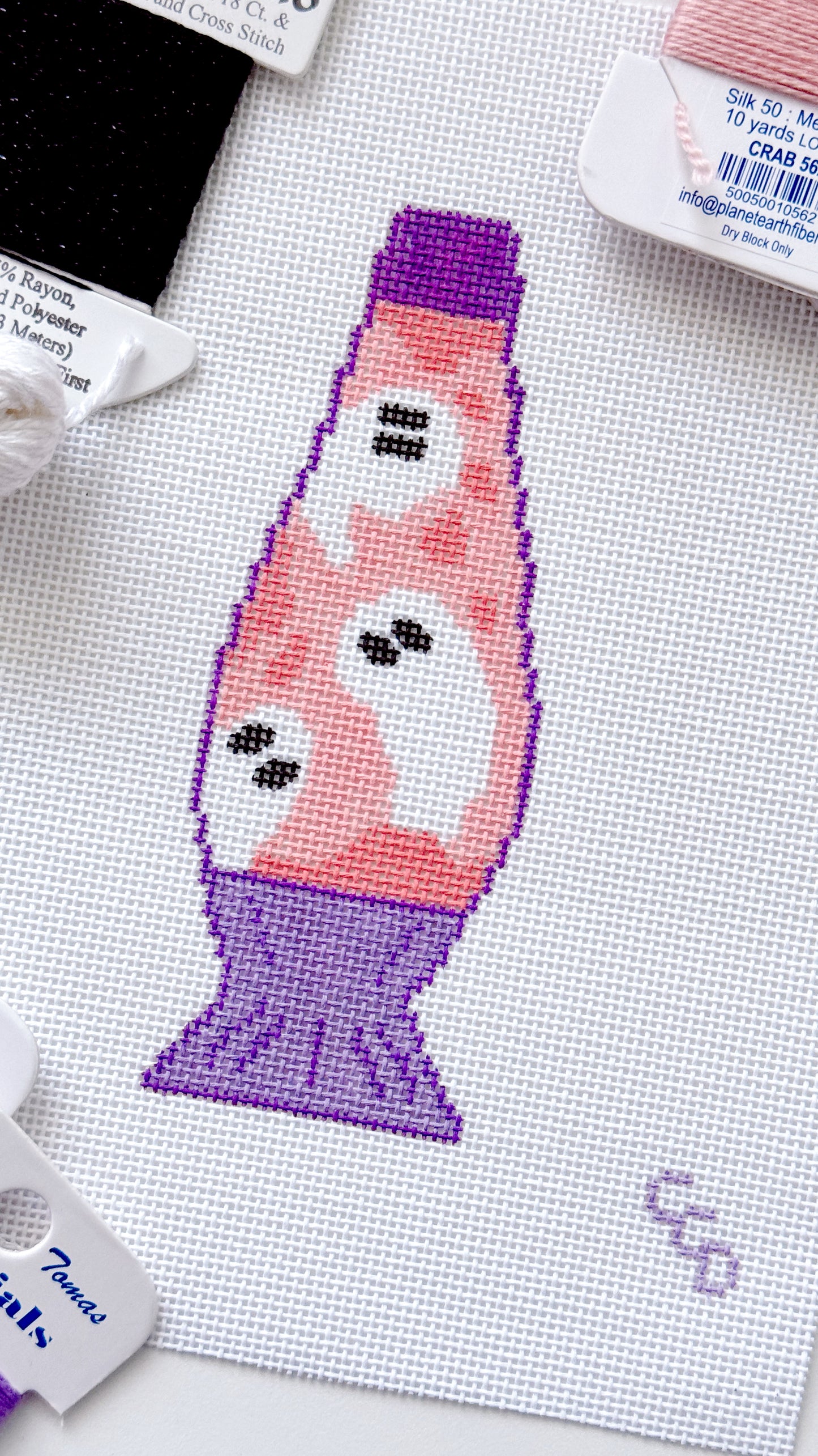 Halloween Needlepoint Canvas 18 Mesh 5” Design, Ghost Lava Lamp Needlepoint Canvas