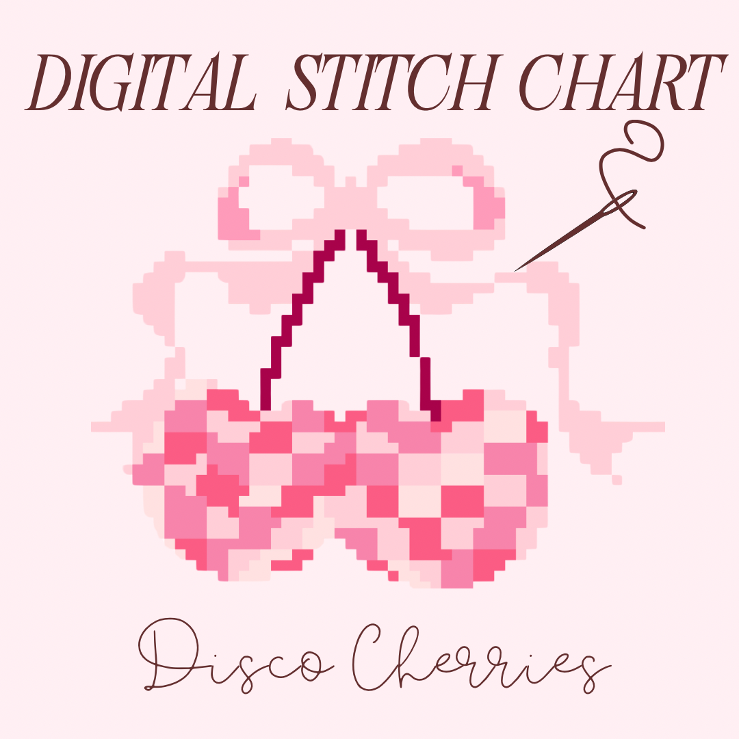 Disco Cherry Needlepoint Design Chart | Cross Stitch Pattern Digital PDF | Paint Your Own Needlepoint Canvas