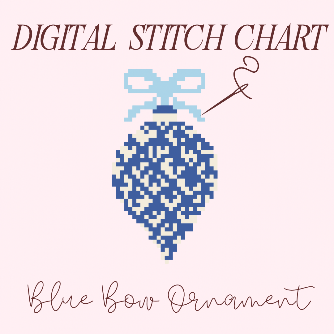 Bow Ornament Etoille Needlepoint PDF Stitch Chart, Cross Stitch Etoille Chart, Diy Paint Needlepoint Canvas PDF, 13 Mesh Needlepoint pdf