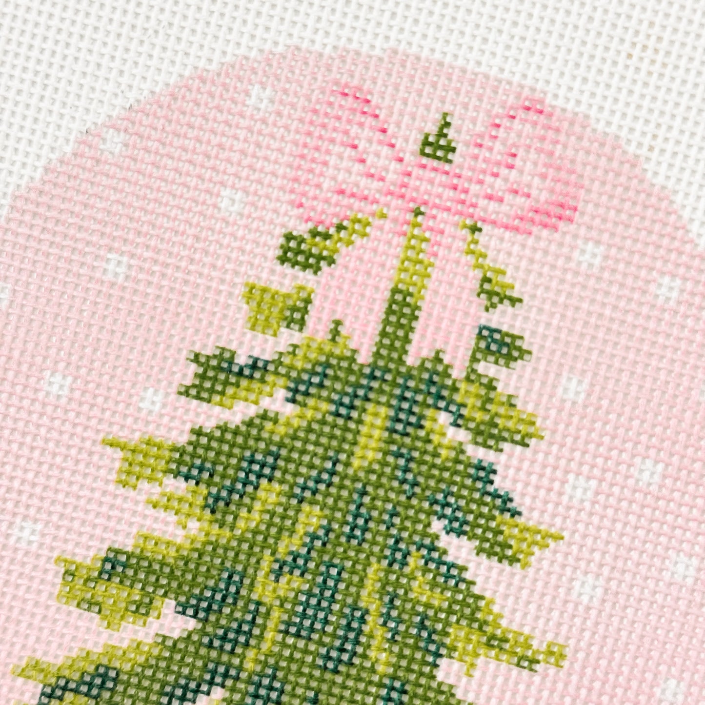 Hand-Painted Bow Christmas Tree Needlepoint Ornament Canvas | 4” Ornament | 18 Mesh Festive Holiday Design
