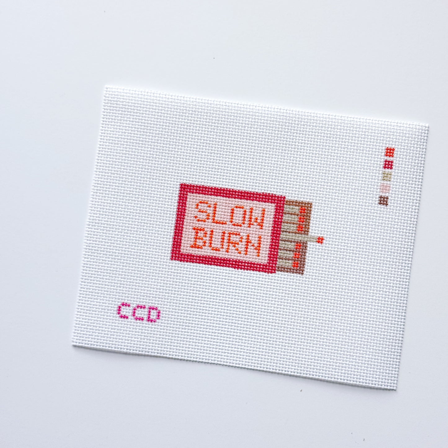 Hand Painted Slow Burn Matches 4” Needlepoint Canvas 13 Mesh Matches Needlepoint Canvas Valentines Day