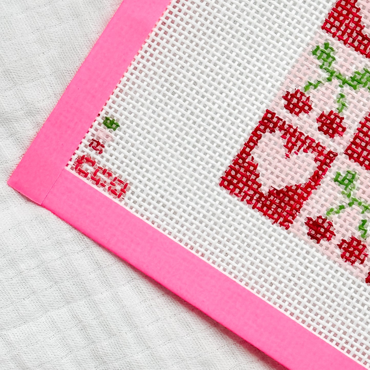 Cherry Checker Board 4” 13 Mesh Hand Painted Needlepoint Canvas