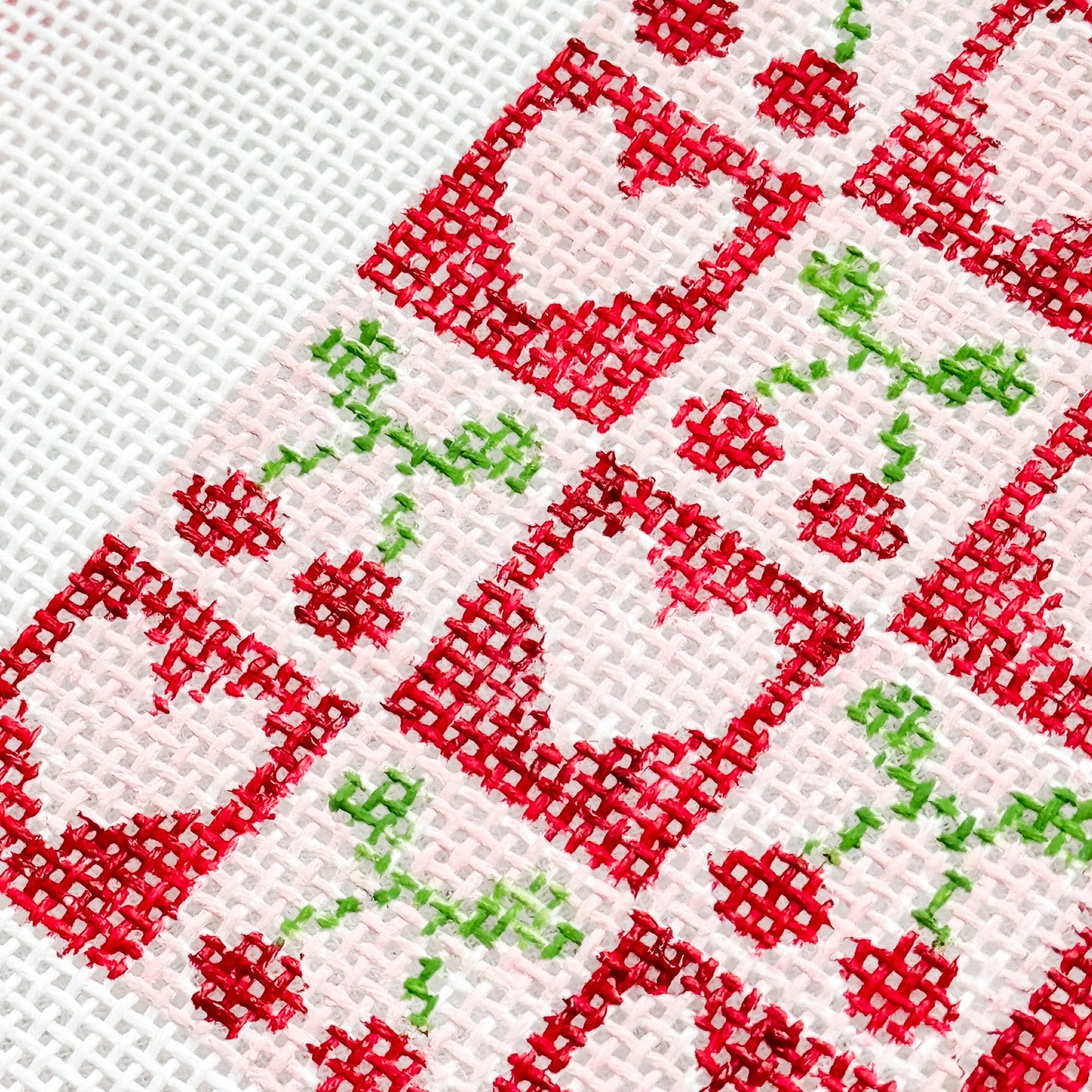 Cherry Checker Board 4” 13 Mesh Hand Painted Needlepoint Canvas