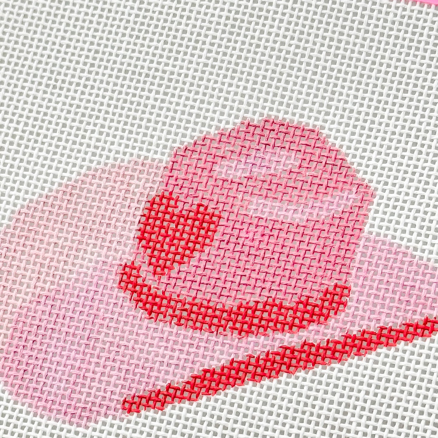 Hand-Painted Pink Cowgirl Hat Needlepoint Canvas | 3” Canvas | 18 Mesh Southern Charm Design