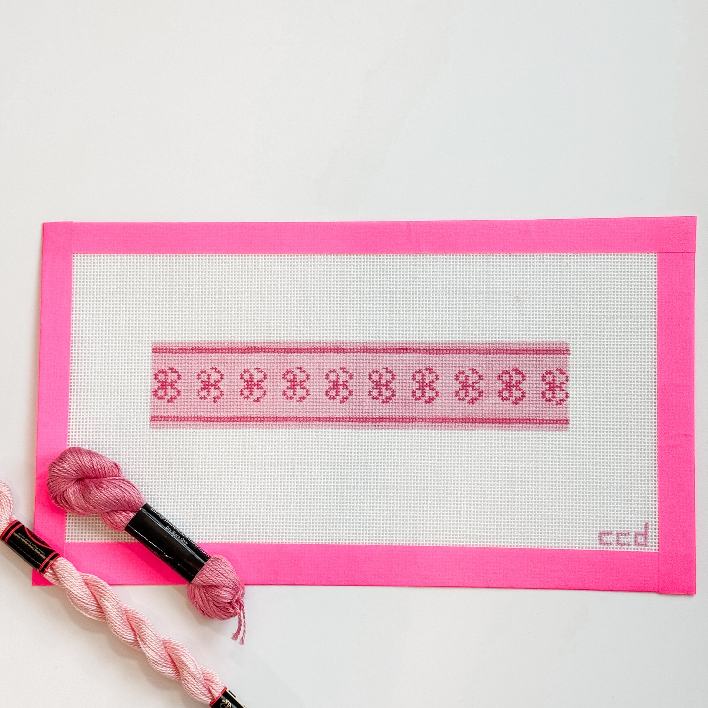 Bow Coquette Key Fob Keychain Needlepoint Canvas, Hand Painted Needlepoint Keychain Canvas, Bow Needlepoint Canvas 18 mesh 7"