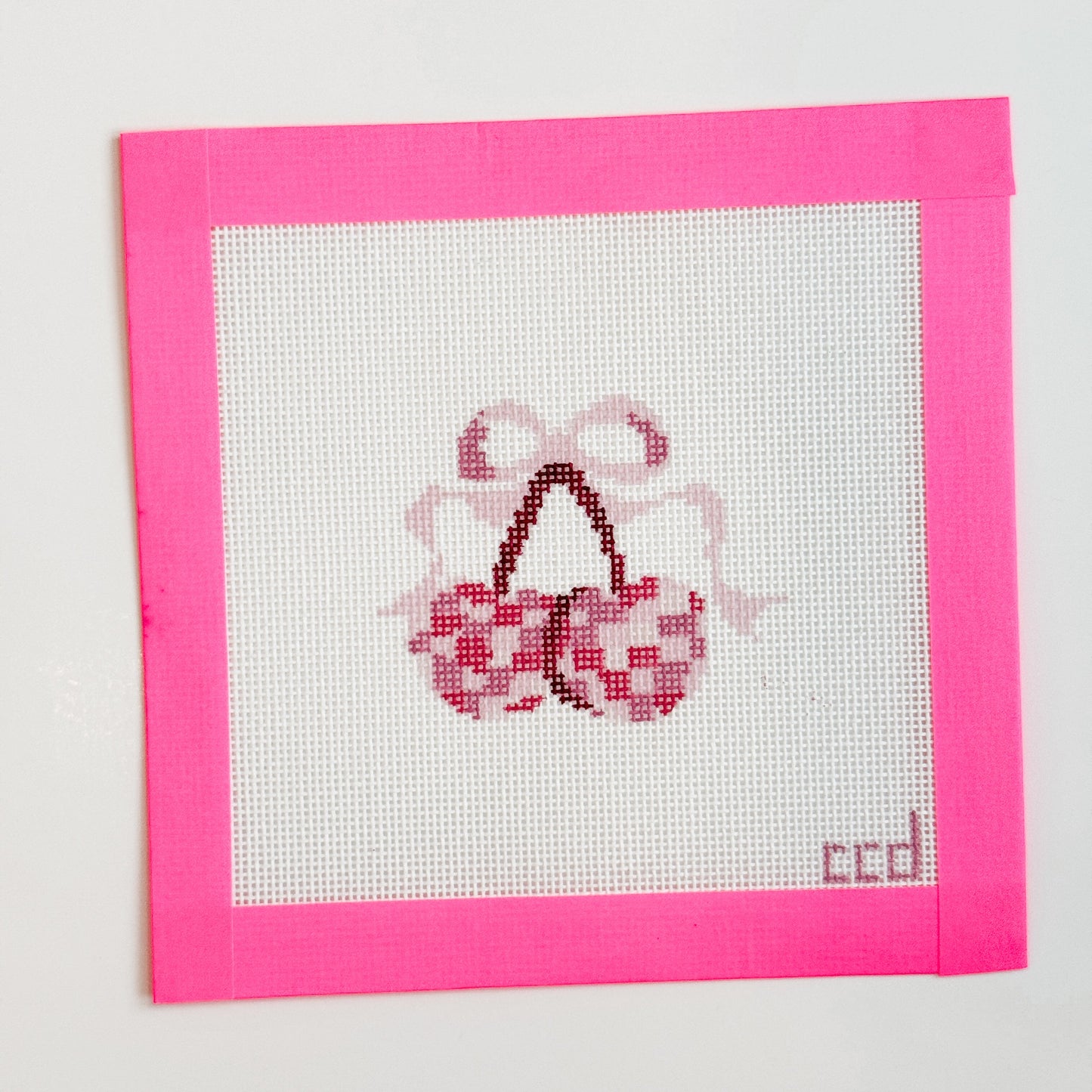 Disco Cherries Coquette Needlepoint Canvas Hand Painted, 18 Mesh 3" Wide Design on a 6x6 Canvas