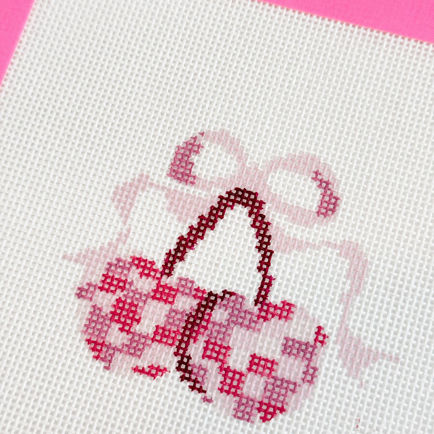 Disco Cherries Coquette Needlepoint Canvas Hand Painted, 18 Mesh 3" Wide Design on a 6x6 Canvas