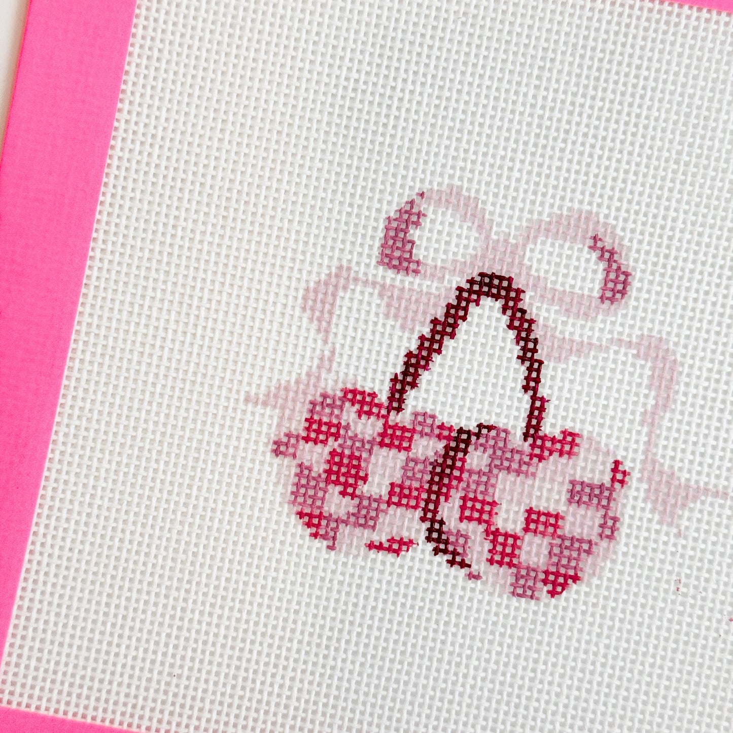 Disco Cherries Coquette Needlepoint Canvas Hand Painted, 18 Mesh 3" Wide Design on a 6x6 Canvas