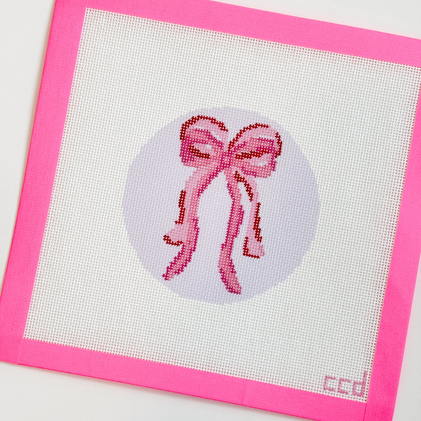Coquette Bows Needlepoint Canvas Hand Painted, 18 Mesh 4" Ornament Design Canvas