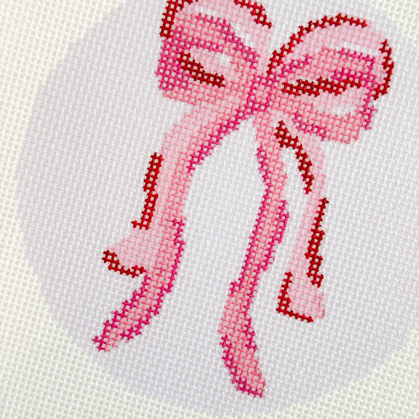 Coquette Bows Needlepoint Canvas Hand Painted, 18 Mesh 4" Ornament Design Canvas