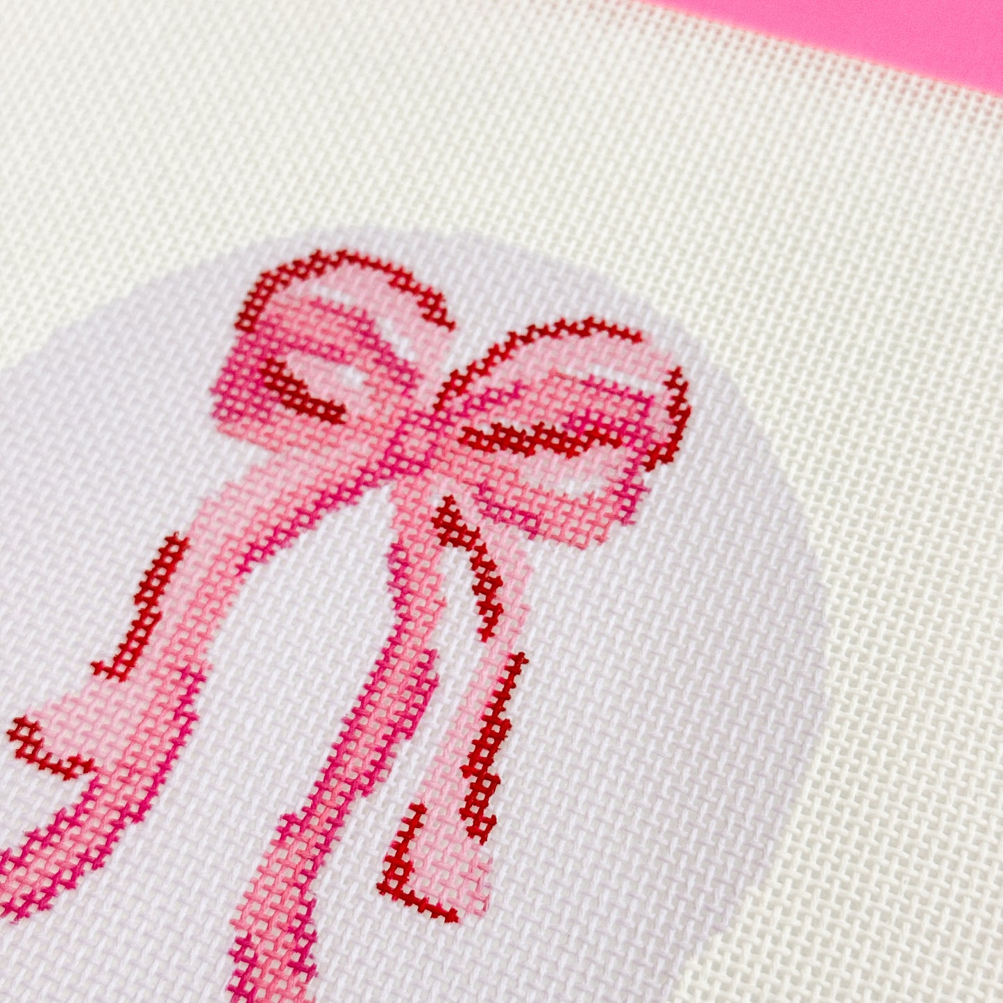 Coquette Bows Needlepoint Canvas Hand Painted, 18 Mesh 4" Ornament Design Canvas