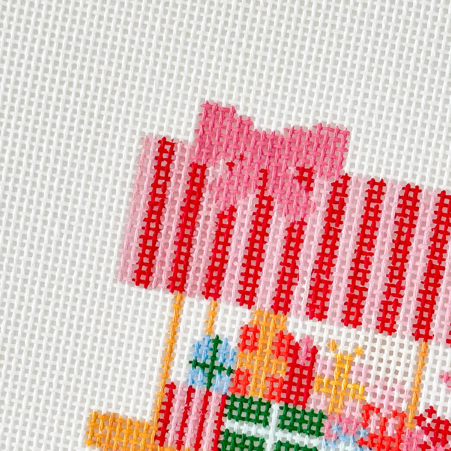 Christmas Trolley Cart Needlepoint Canvas 18 Mesh 4” Design, Christmas Ornament Needlepoint Canvas modern Hand Painted