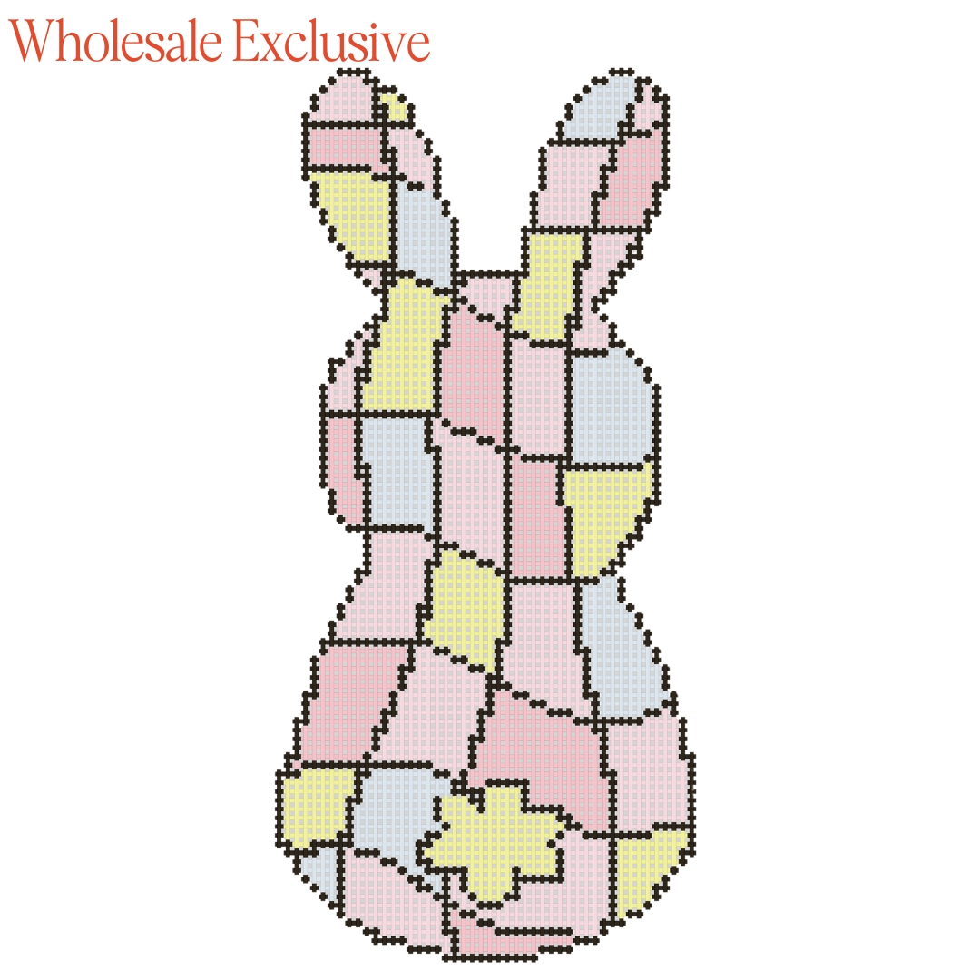 Wholesale Exclusive Disco Bunny Easter 18 Mesh Hand Painted Needlepoint Canvas 3"x6"