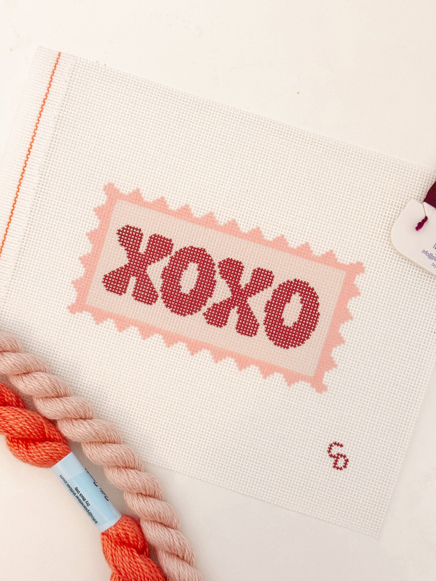 Valentines Day Stamp Needlepoint Canvas, XOXO Needlepoint Canvas, 2”x4" Needlepoint Canvas