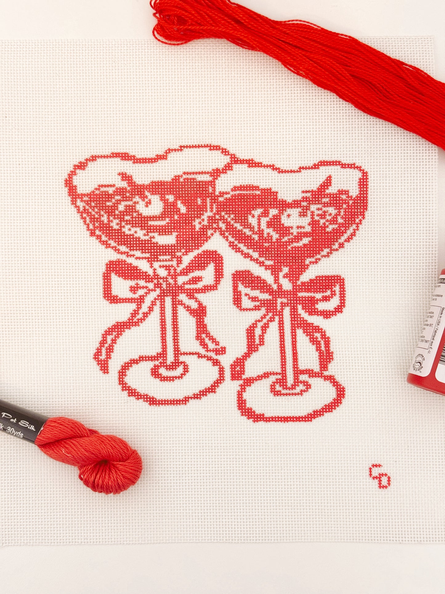 Valentines Day Cocktail Needlepoint Canvas, Heart Drink Needlepoint Canvas, 6"x5” Needlepoint Canvas