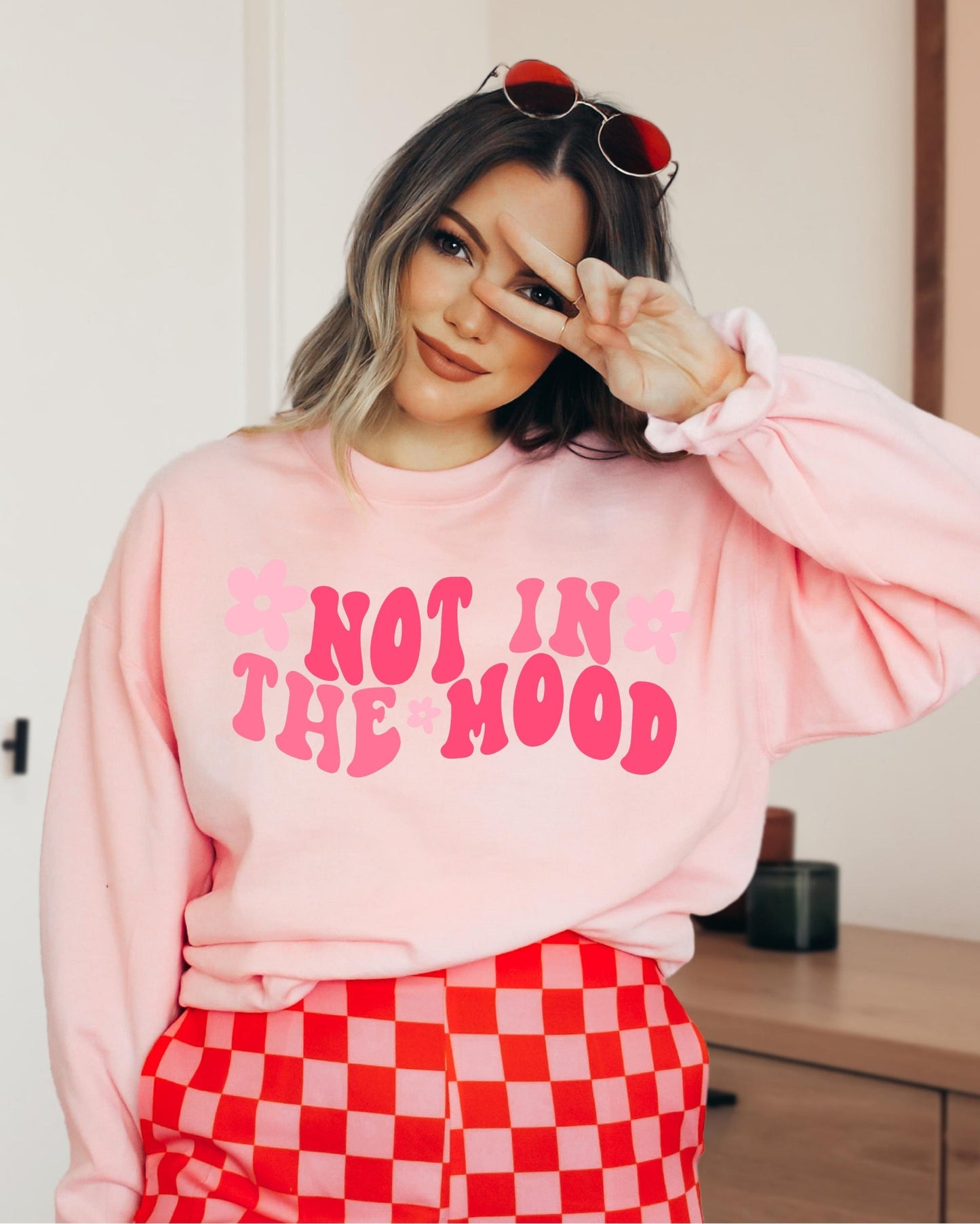 Not in the Mood Wavy Font PNG | Print on Demand Shirt Design | Hot Pink Quote | Trendy Wavy Text PNG | Sublimation