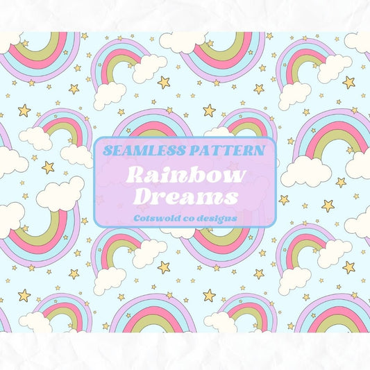 Rainbow Stars Seamless Pattern, childrens Seamless Pattern, Aesthetic Patterns PNG