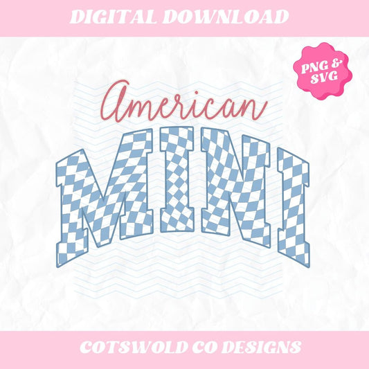 American Mini Retro Checkered Fourth of July PNG SVG Design, Mama Mini Matching 4th of July Designs, 4th of July Kids PNG