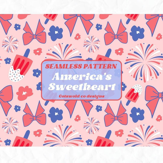 4th of July Coquette Bow Theme Seamless Pattern Design, Fourth of July Seamless Patterns, Patriotic Seamless Pattern PNG SVG