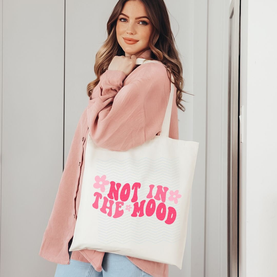 Not in the Mood Wavy Font PNG | Print on Demand Shirt Design | Hot Pink Quote | Trendy Wavy Text PNG | Sublimation