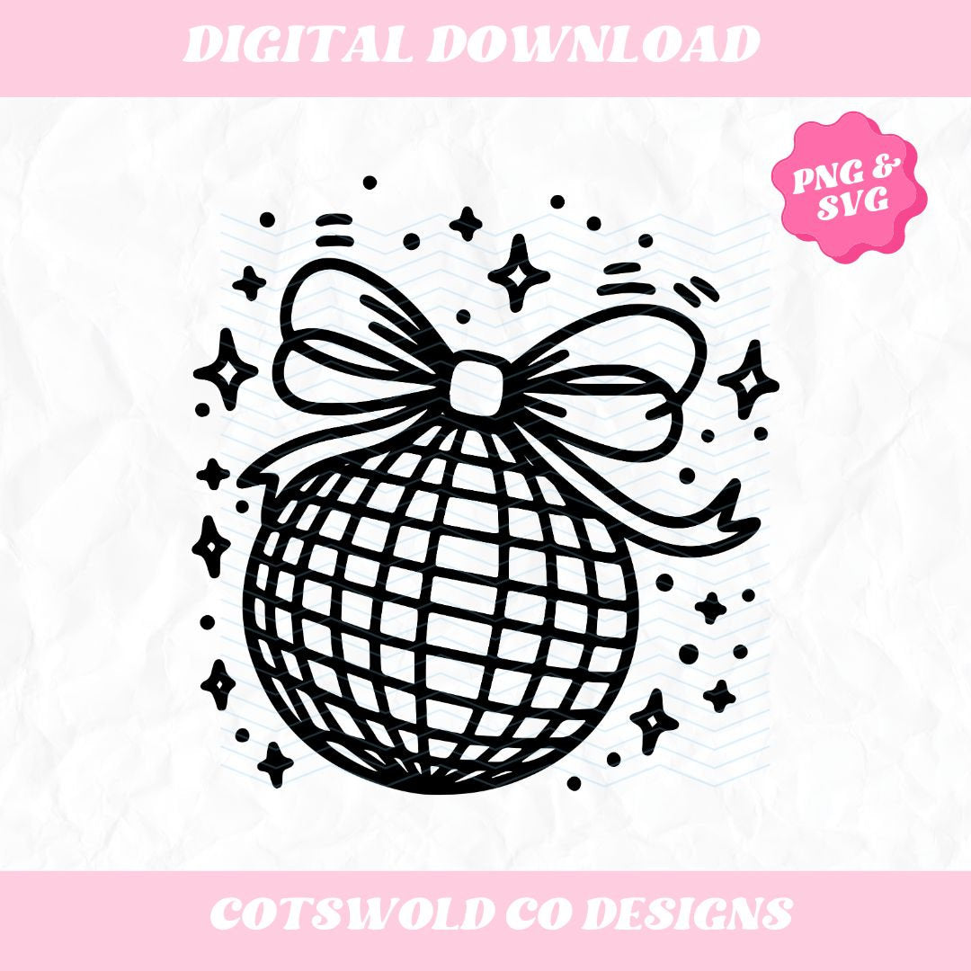 Disco Ball Bow Png, Bow Png, Aesthetic Png, Ribbon Trend, Aesthetic Png, Coquette Sublimation PNG Design, Coquette Disco Bow PNG