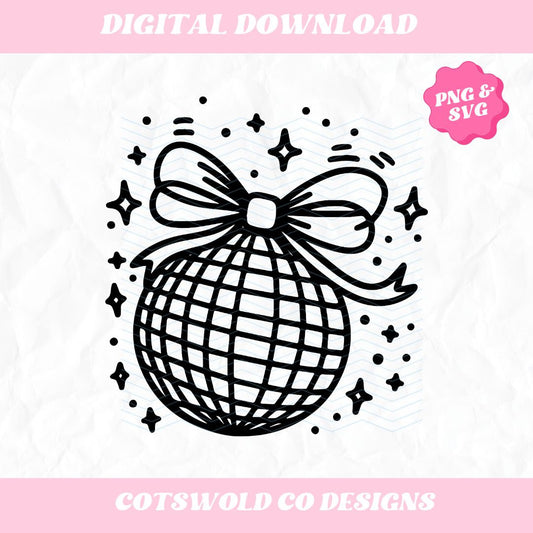Disco Ball Bow Png, Bow Png, Aesthetic Png, Ribbon Trend, Aesthetic Png, Coquette Sublimation PNG Design, Coquette Disco Bow PNG