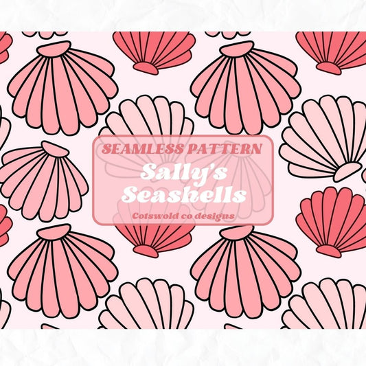 Seashells Summer Pink Seamless Pattern, Seamless Summer Patterns, Seashell Patterns Seamless SVG PNG