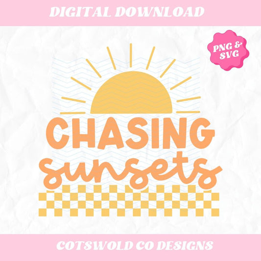 Chasing Sunsets Retro Summer SVG PNG Design, Summer Tshirt Designs, Retro PNG svg designs