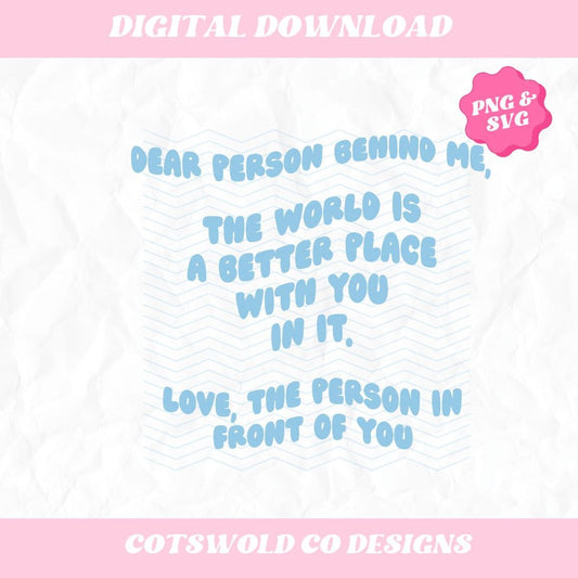 Dear Person Behind Me Retro Hoodie Design PNG | Aesthetic Hoodie Design | Wavy Quote PNg