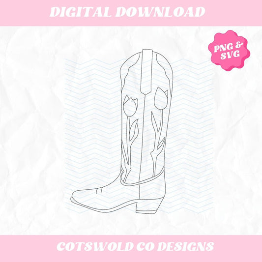 Cowgirl Boot SVG Clipart Design, Western Clip Art SVG, Silhouette SVG Cut File, Cowgirl Boots Cut File