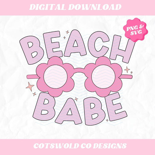 Beach Babe Flower Sunglasses Retro Summer SVG PNG Design, Summer Tshirt Designs, Retro PNG svg designs