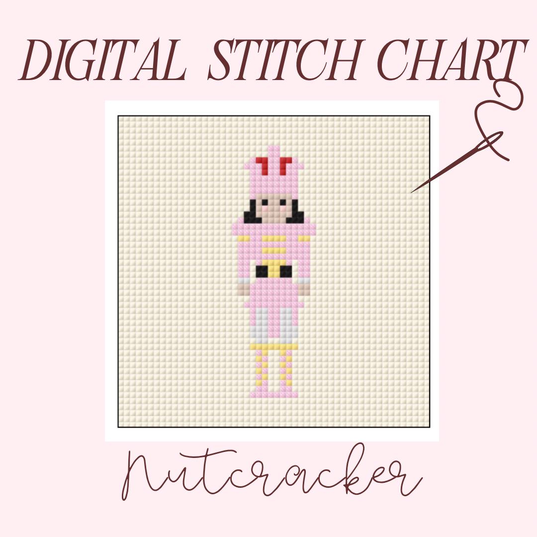 Pink Nutcracker Needlepoint Design Idea Chart Cross Stitch Pattern Digital PDF Download Paint Your Own Canvas Easy Beginner