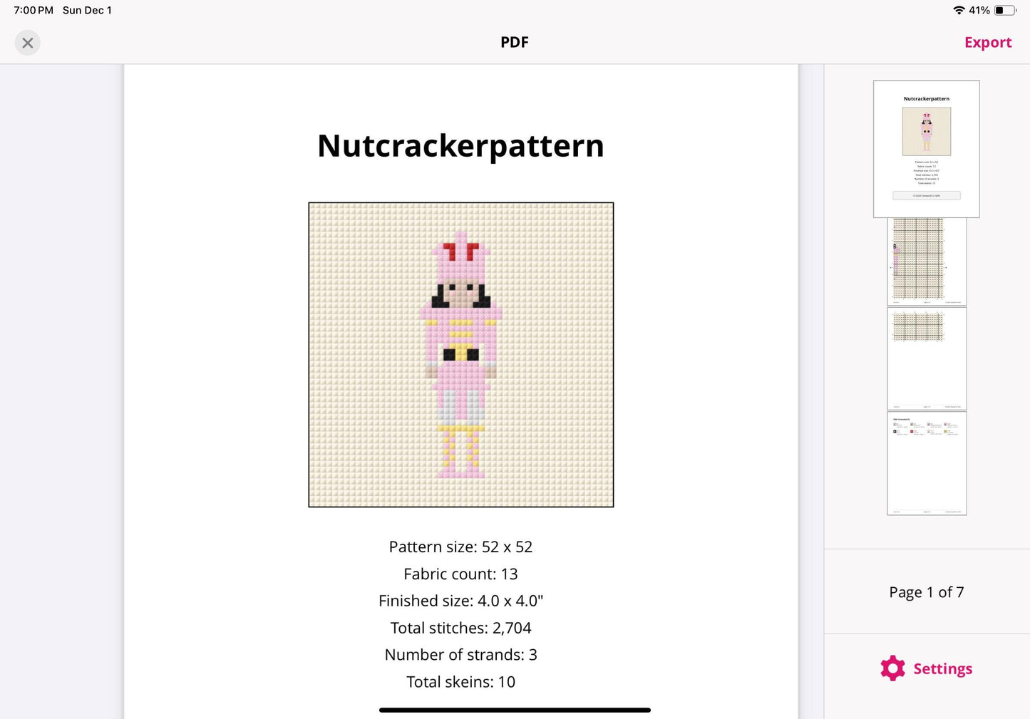 Pink Nutcracker Needlepoint Design Idea Chart Cross Stitch Pattern Digital PDF Download Paint Your Own Canvas Easy Beginner
