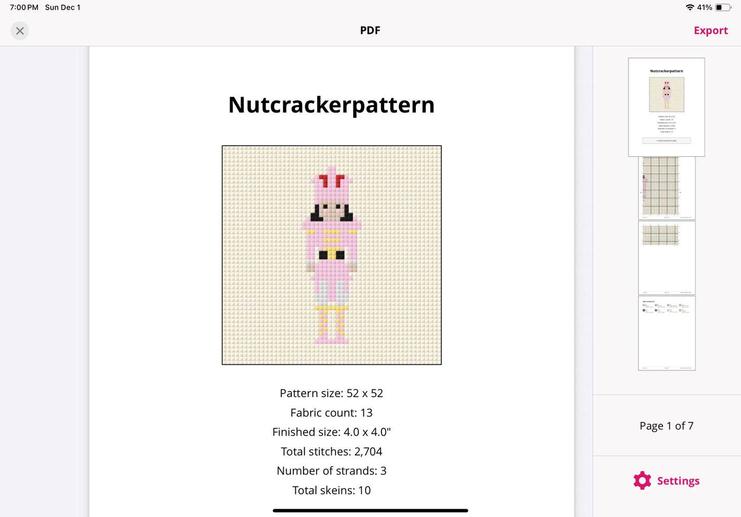 Pink Nutcracker Needlepoint Design Idea Chart Cross Stitch Pattern Digital PDF Download Paint Your Own Canvas Easy Beginner