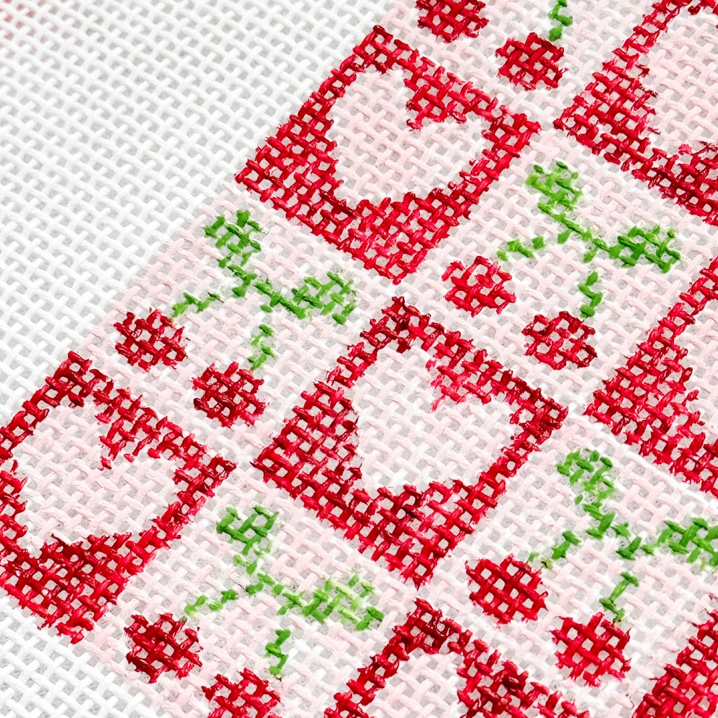 Cherry Checker Board 4” 13 Mesh Hand Painted Needlepoint Canvas, Aesthetic Needlepoint Canvas Modern