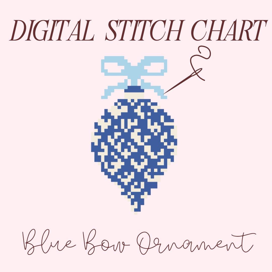 Bow Ornament Etoille Needlepoint PDF Stitch Chart, Cross Stitch Etoille Chart, Diy Paint Needlepoint Canvas PDF, 13 Mesh Needlepoint pdf