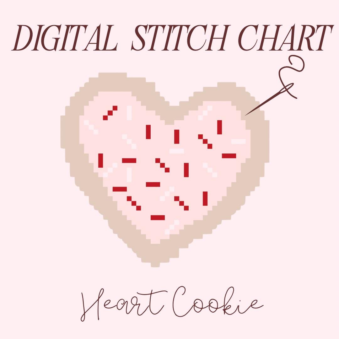 Heart Sugar Cookie Pattern Needlepoint PDF Stitch Chart, Diy Paint Needlepoint Canvas PDF, 13 Mesh Needlepoint 4” pdf