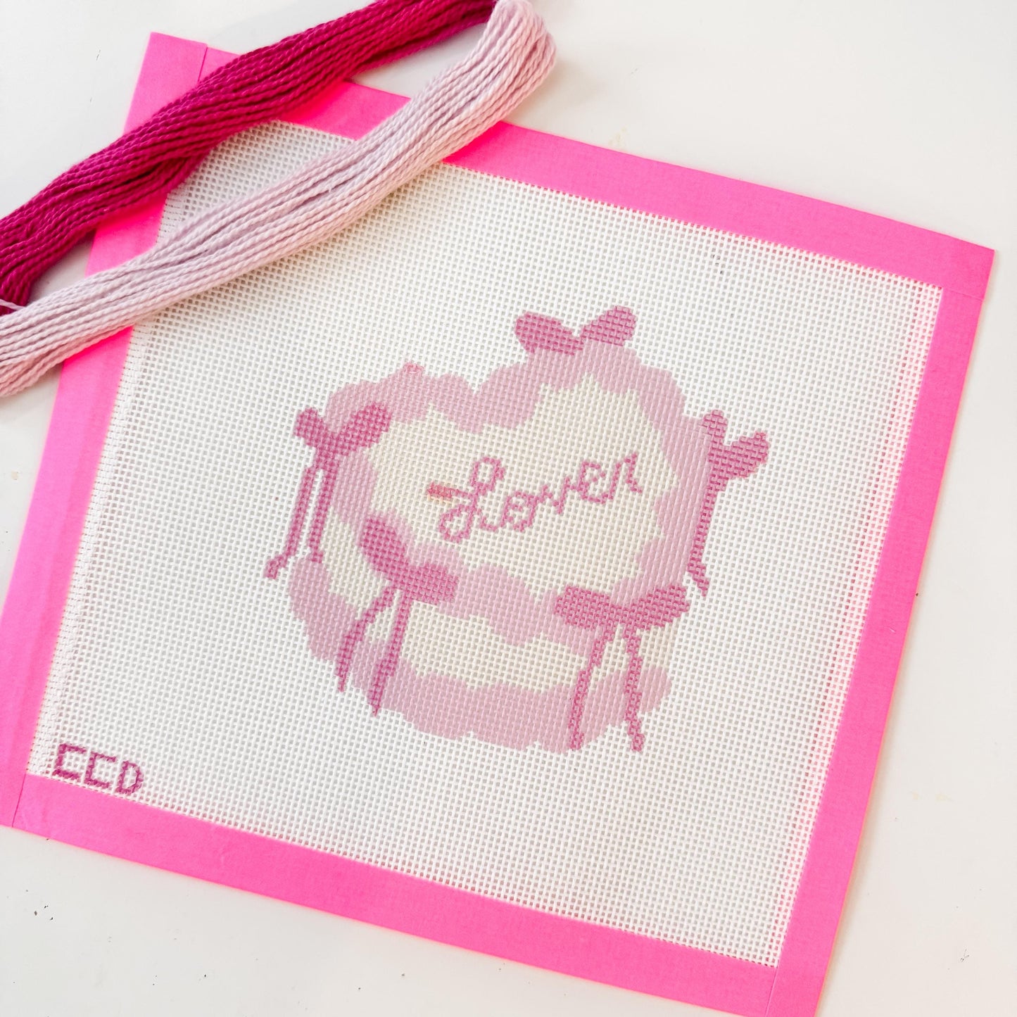 Coquette Bow Heart Cake 4” Needlepoint Canvas 18 Mesh Coquette Needlepoint Canvas Bow Cake, Lover Valentine's Day Needlepoint Canvas