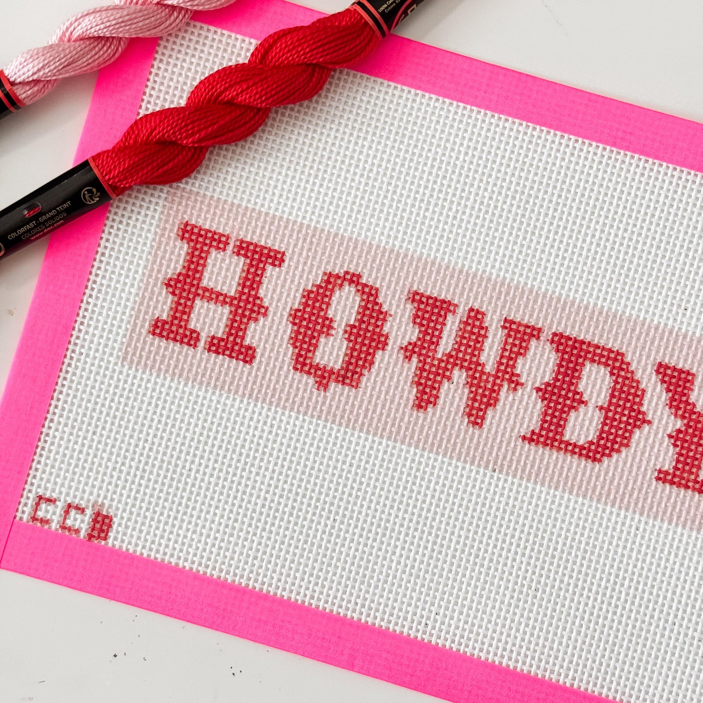 Howdy Bookmark 2”x7 13 Mesh Hand Painted Needlepoint Canvas, Aesthetic Needlepoint Canvas Modern, Howdy Needlepoint Canvas