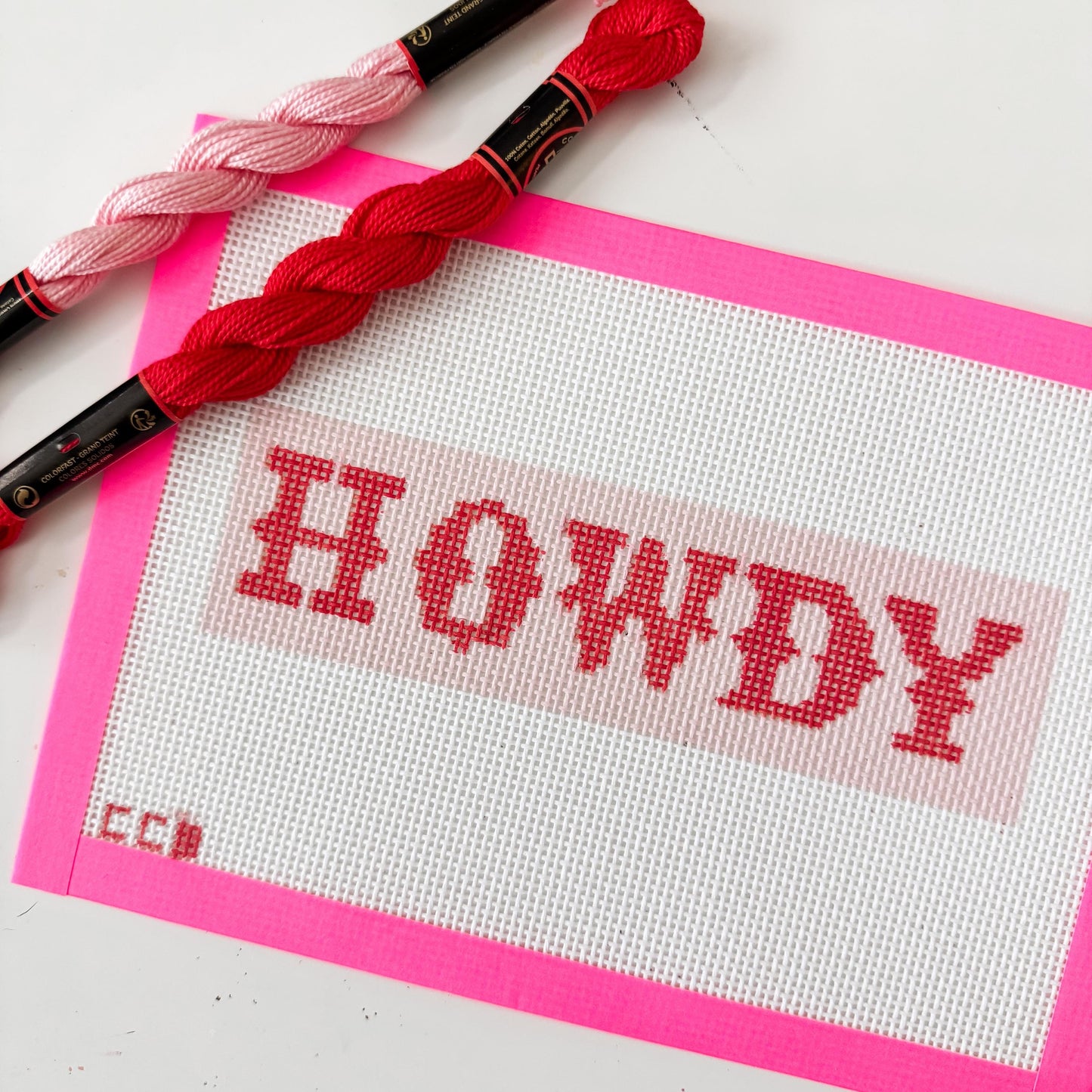 Howdy Bookmark 2”x7 13 Mesh Hand Painted Needlepoint Canvas, Aesthetic Needlepoint Canvas Modern, Howdy Needlepoint Canvas